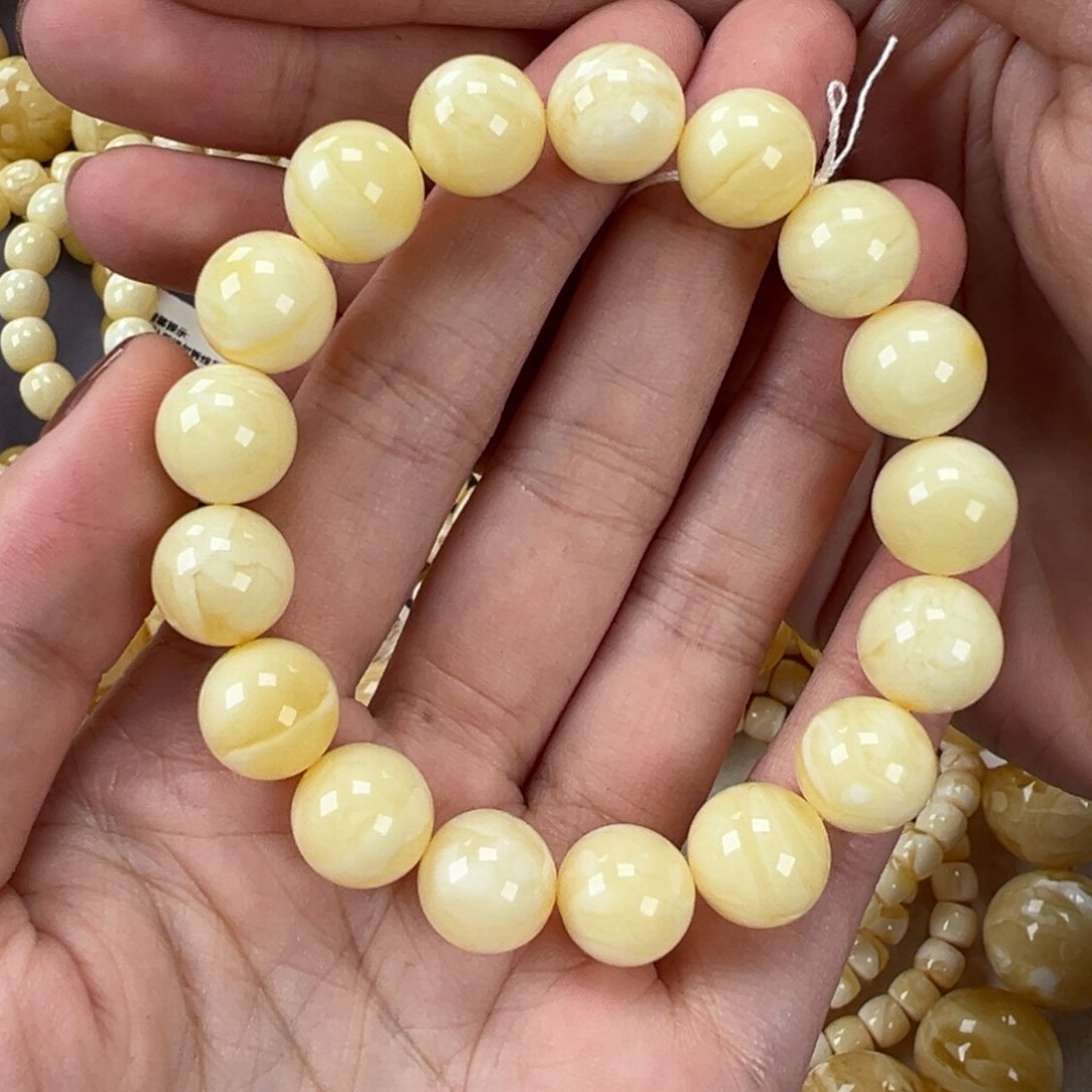 琥珀手链未镶嵌17.48圆珠