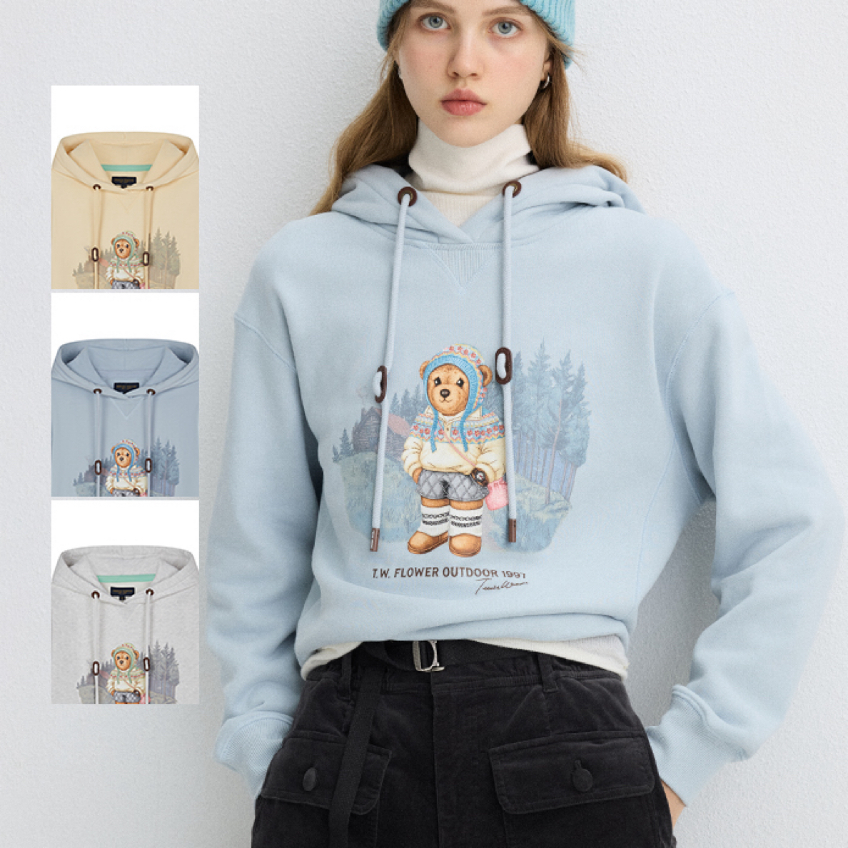 Teenie Weenie小熊加绒连帽卫衣女25年冬季新款TTMW254VC5K