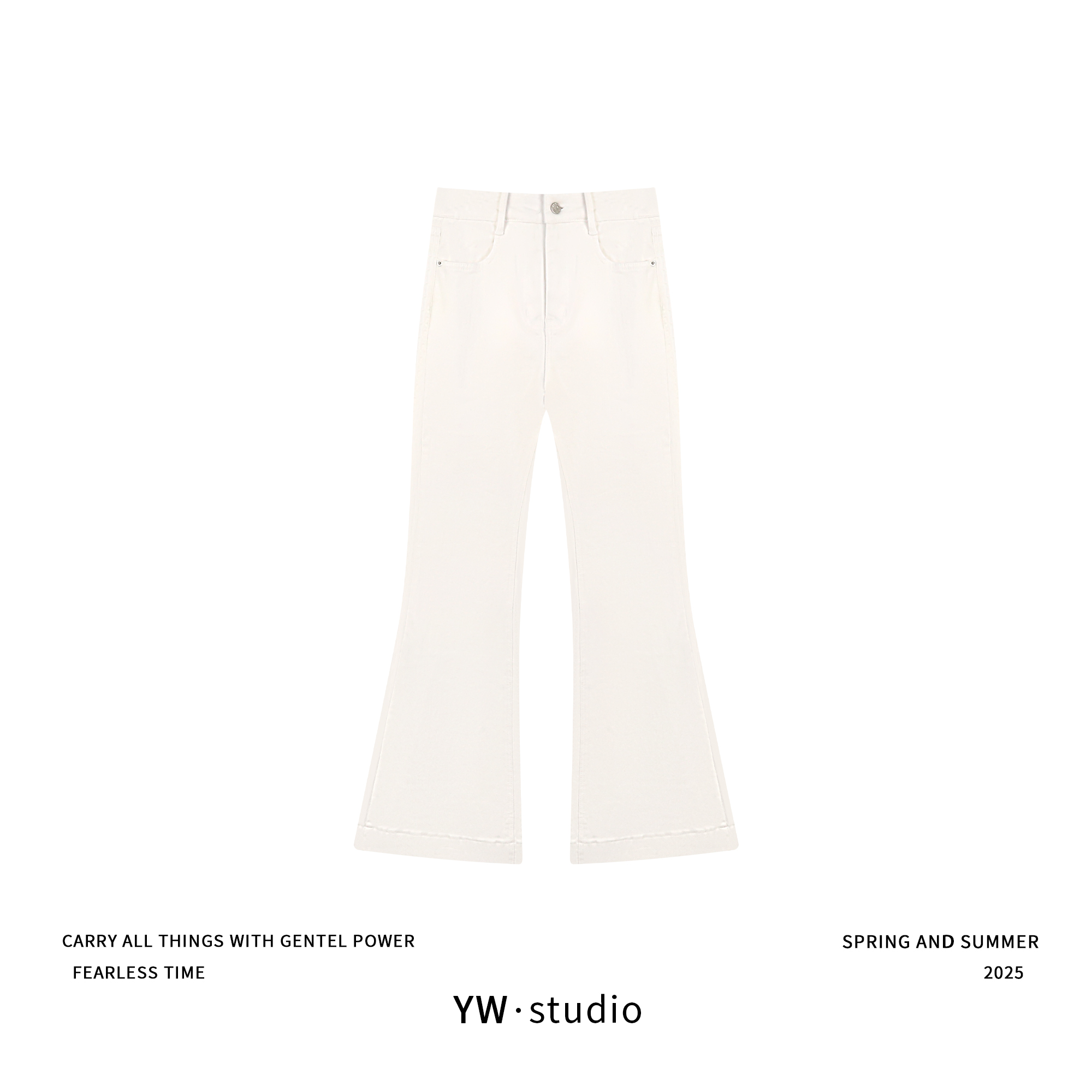 YUWEI/定制 琥珀流光风遮胯高腰修身显瘦百搭牛仔喇叭裤 1127