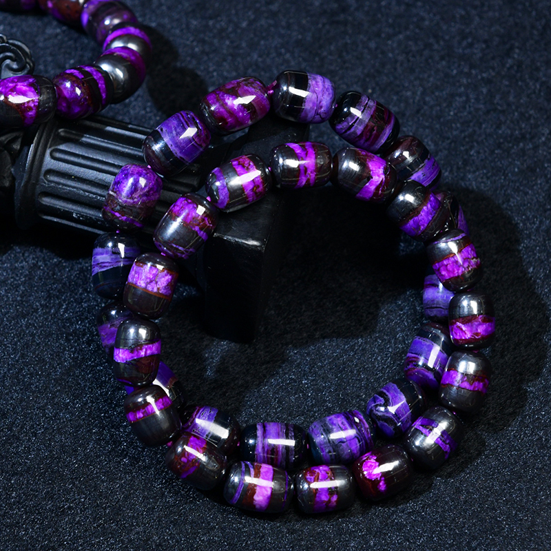 【S03-9 南非老料舒俱来丝绒桶珠手串】多样性发其一