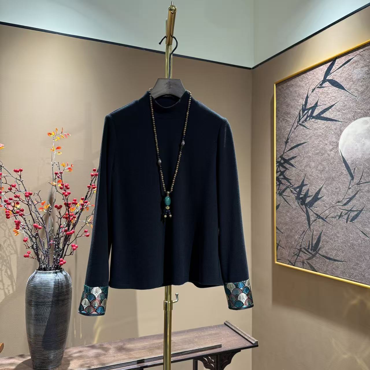 【MXN】  高定德绒长袖打底中国风秋冬时尚百搭新中式上衣      652