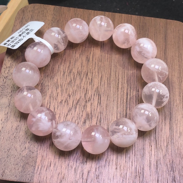 粉雪花幽灵水晶13-14mm