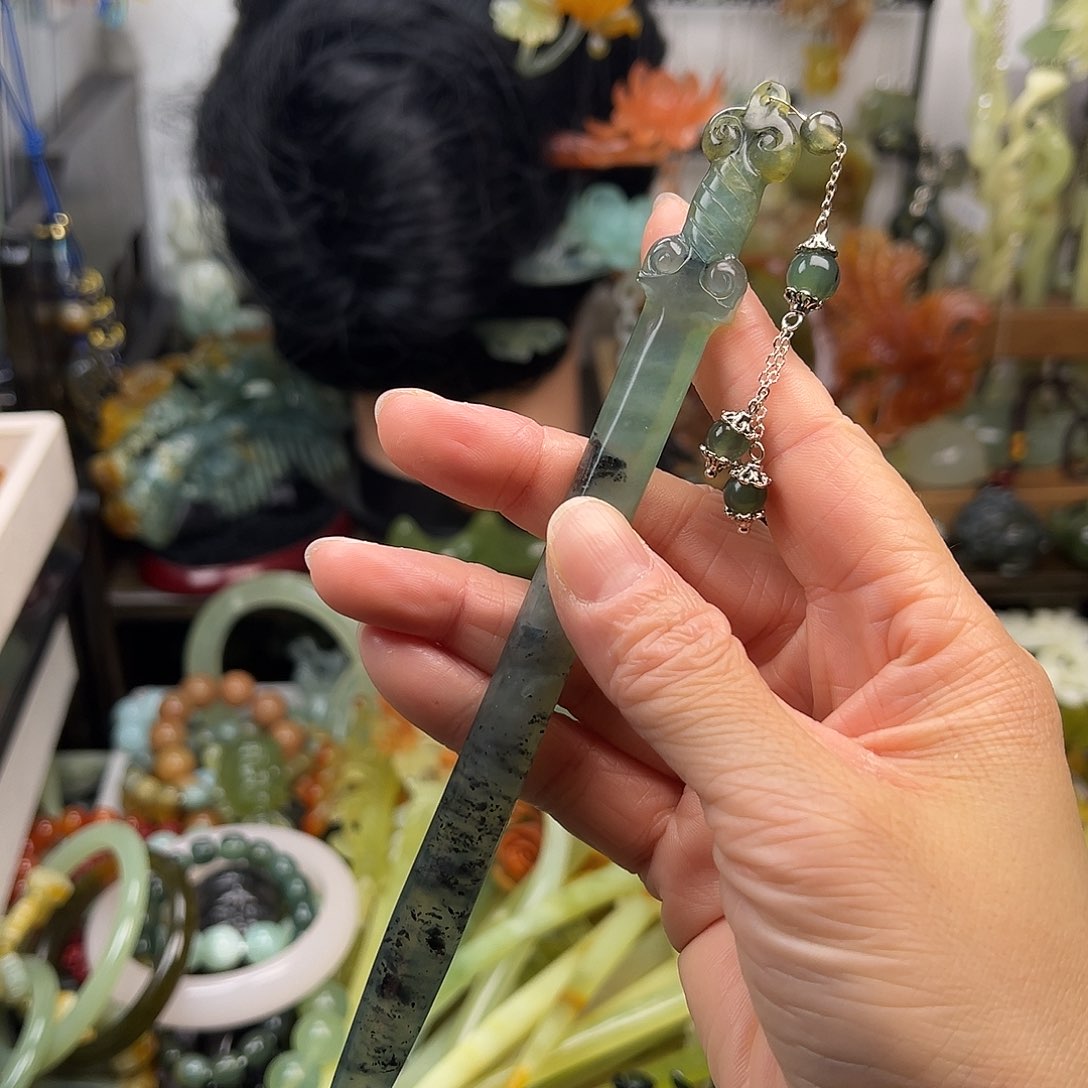 蛇纹石玉发簪合金