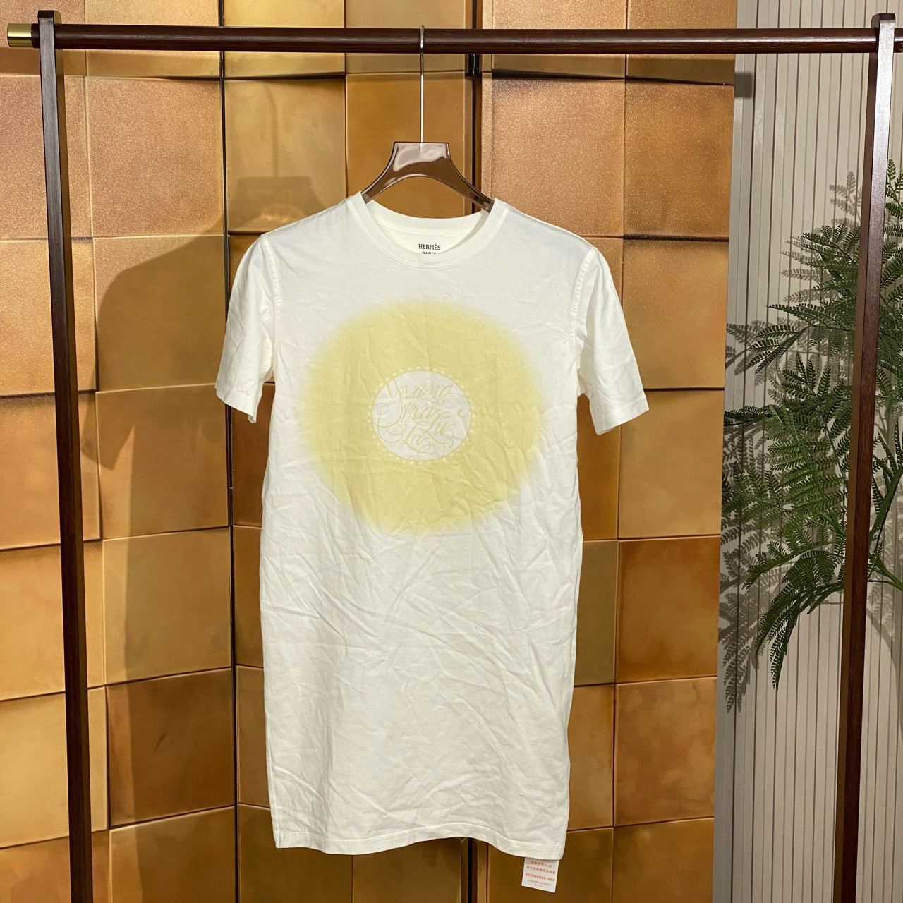 Hermes 22fw新款白色印花短袖连衣裙/34码/全新/女20739