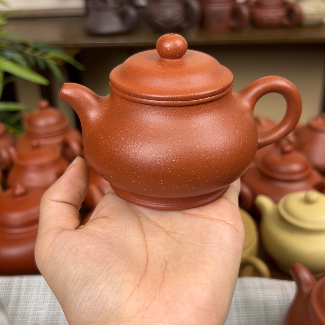紫砂茶壶紫砂壶潘壶红降坡180cc微瑕