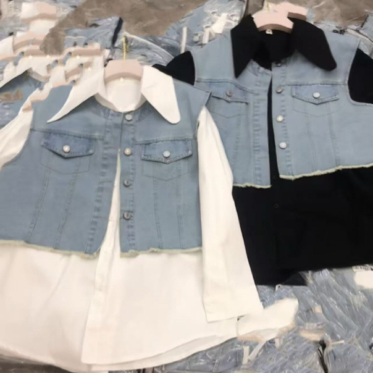 欧货时尚显瘦气质马甲衬衫两件套