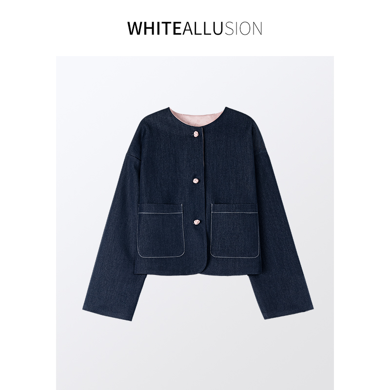 清仓【1702】复古新国风牛仔两面穿上衣女外套盘扣气质设计款