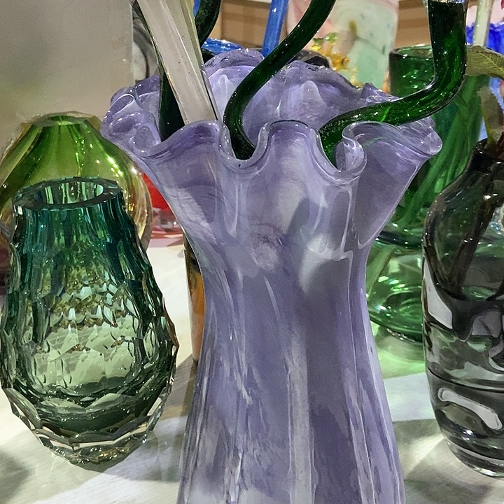 琉璃高度34厘米紫色白菜花瓶