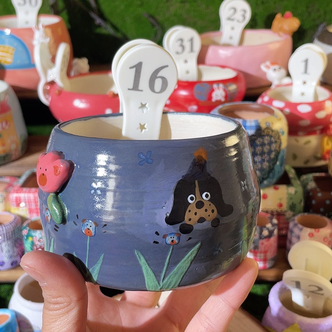 红陶016…..微瑕….手工手绘