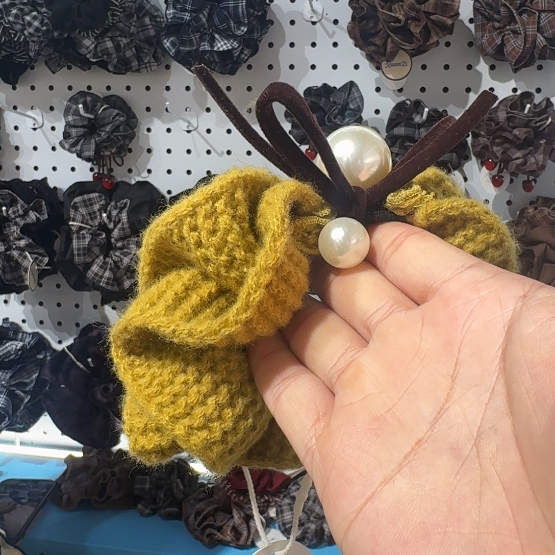 布艺非金属发圈珍珠