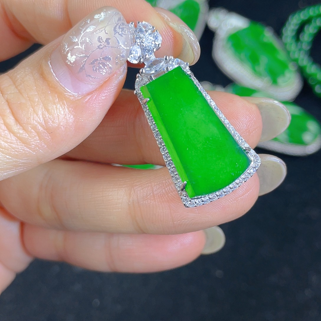 翡翠吊坠(不含链)银S925镶嵌