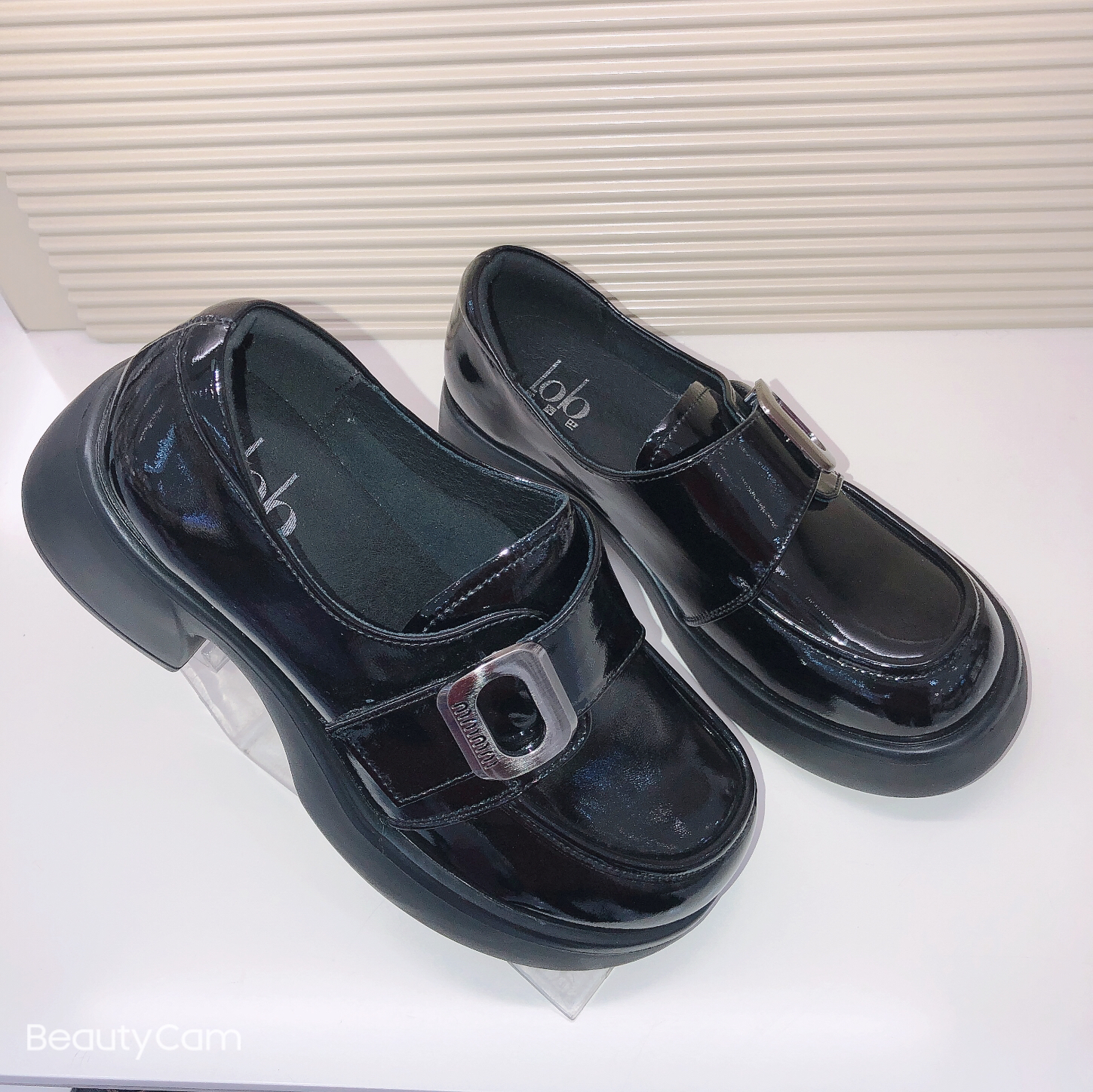 复古英伦风厚底乐福鞋女圆头时尚百搭小皮鞋