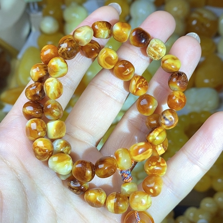 琥珀未镶嵌手链天然无优化琥珀蜜蜡