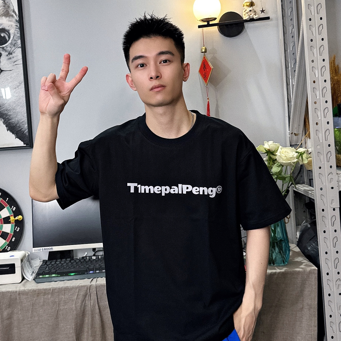 T1MEPALPENG重磅240G男生宽松T恤日系简约LOGO短袖休闲夏季男女