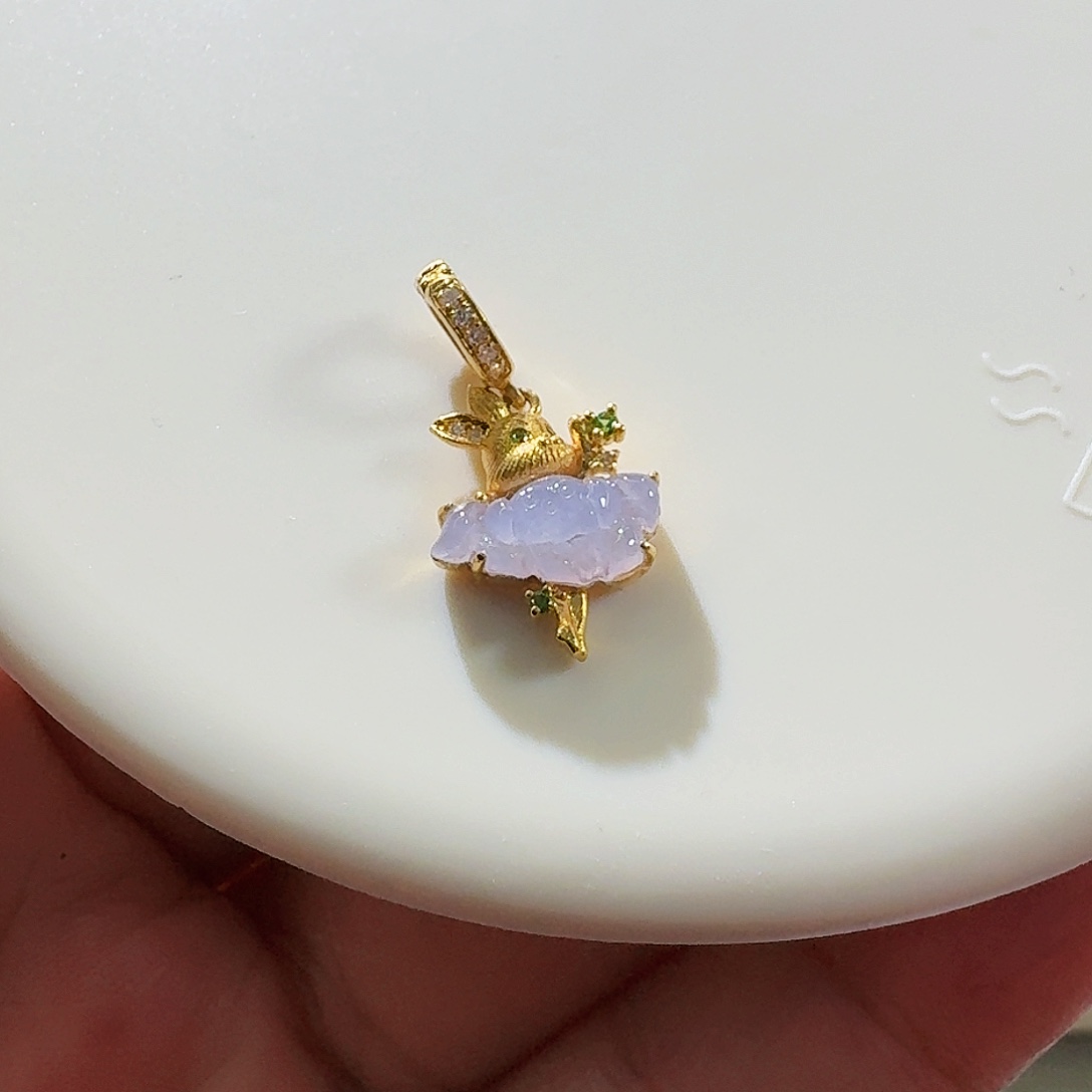 翡翠颈饰18K金镶嵌滴流