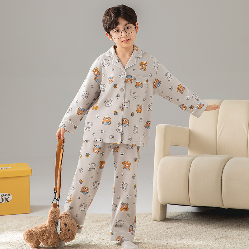 儿童睡衣春秋季纯棉吸汗卡通青少年长袖宝宝帅气中大童家居服套装