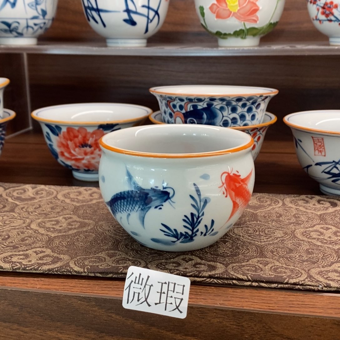釉下手绘茶具微瑕手工绘制