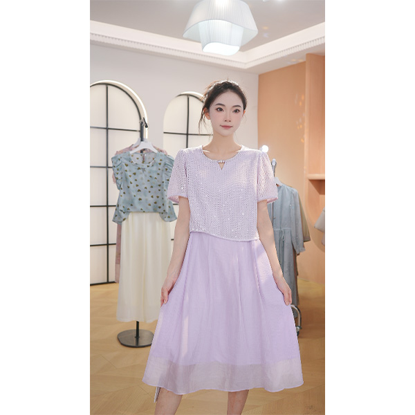 【赠送运费险】L9041 2025年夏季新款假两件气质时尚减龄连衣裙