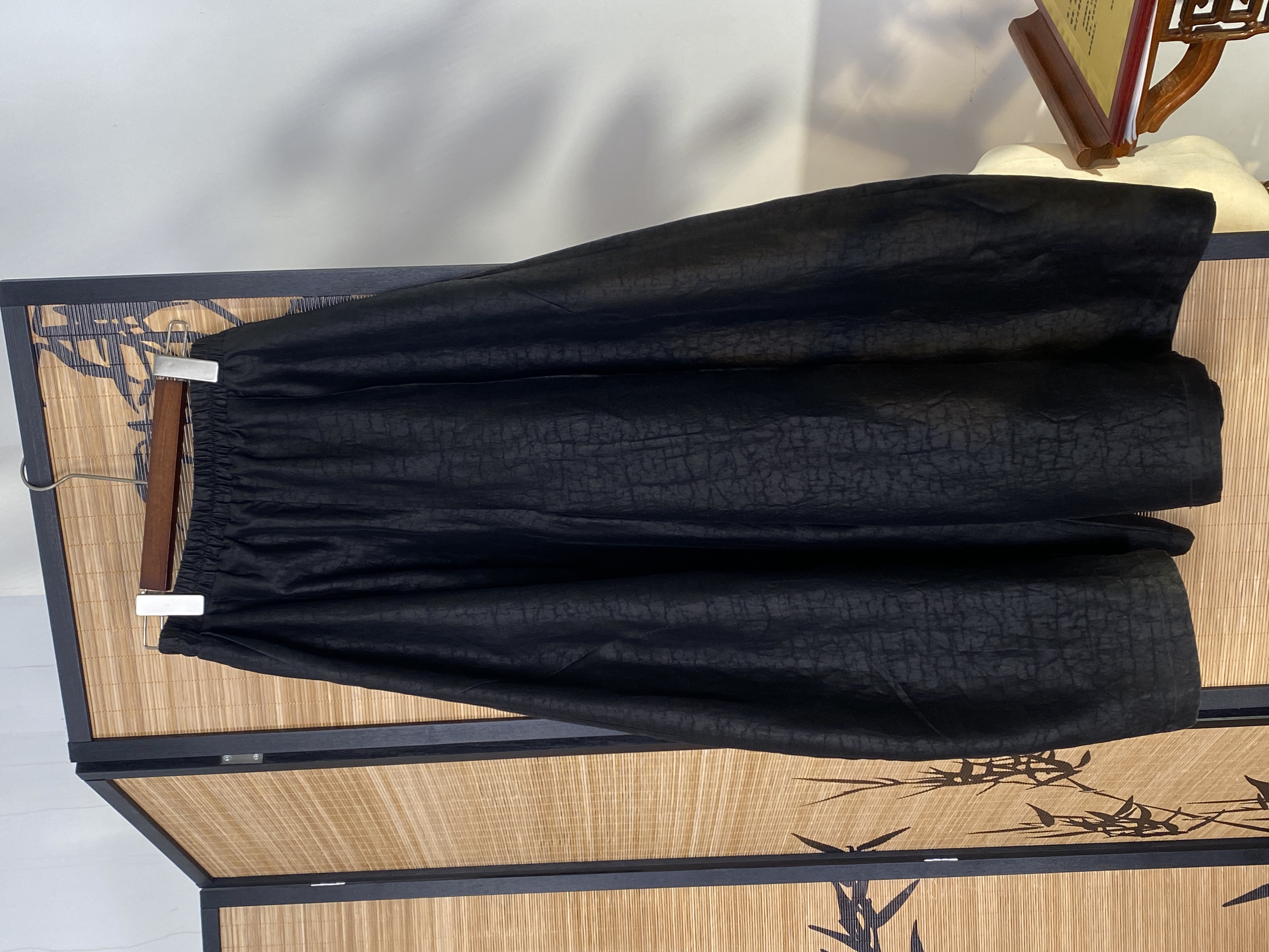 新中式国风香云纱裂纹加绒弯刀裤阔腿裤