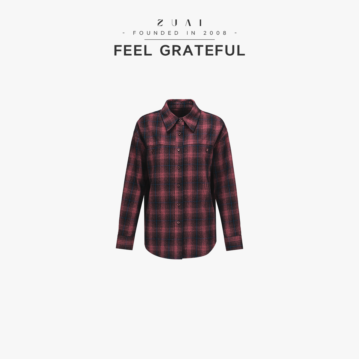 【大格局衬衫外套】原创加厚粉蓝格子百搭衬衫WT43ELH002