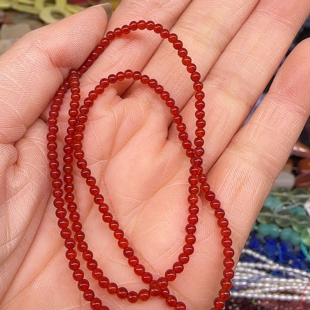 玛瑙/玉髓合金珠宝半成品红玛瑙2mm一条