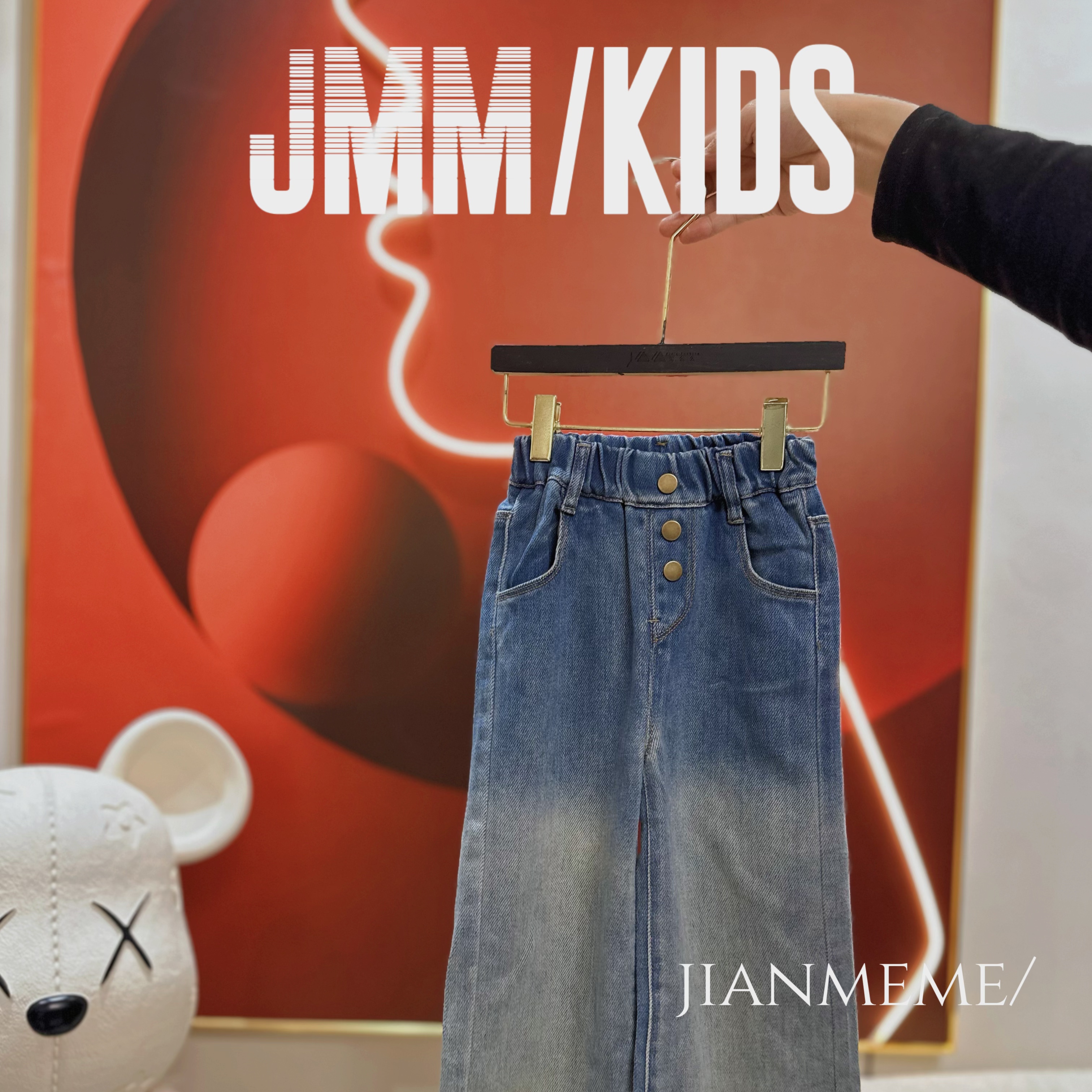 夏单品-渐变色牛仔裤F182 女婴幼童时尚牛仔裤高腰宽松阔腿裤宝宝