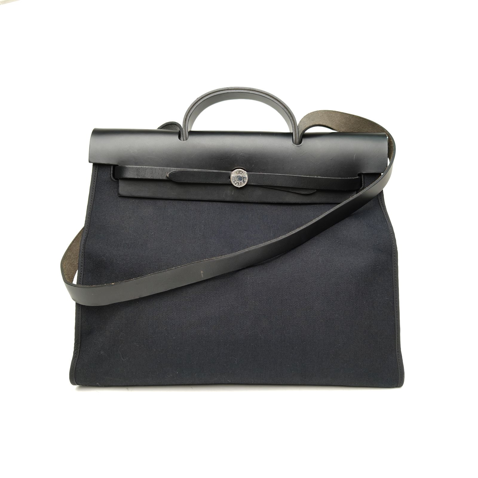 95新 Hermes/爱马仕 【娇】Herbag 39 黑色 帆布牛皮 A刻 620467