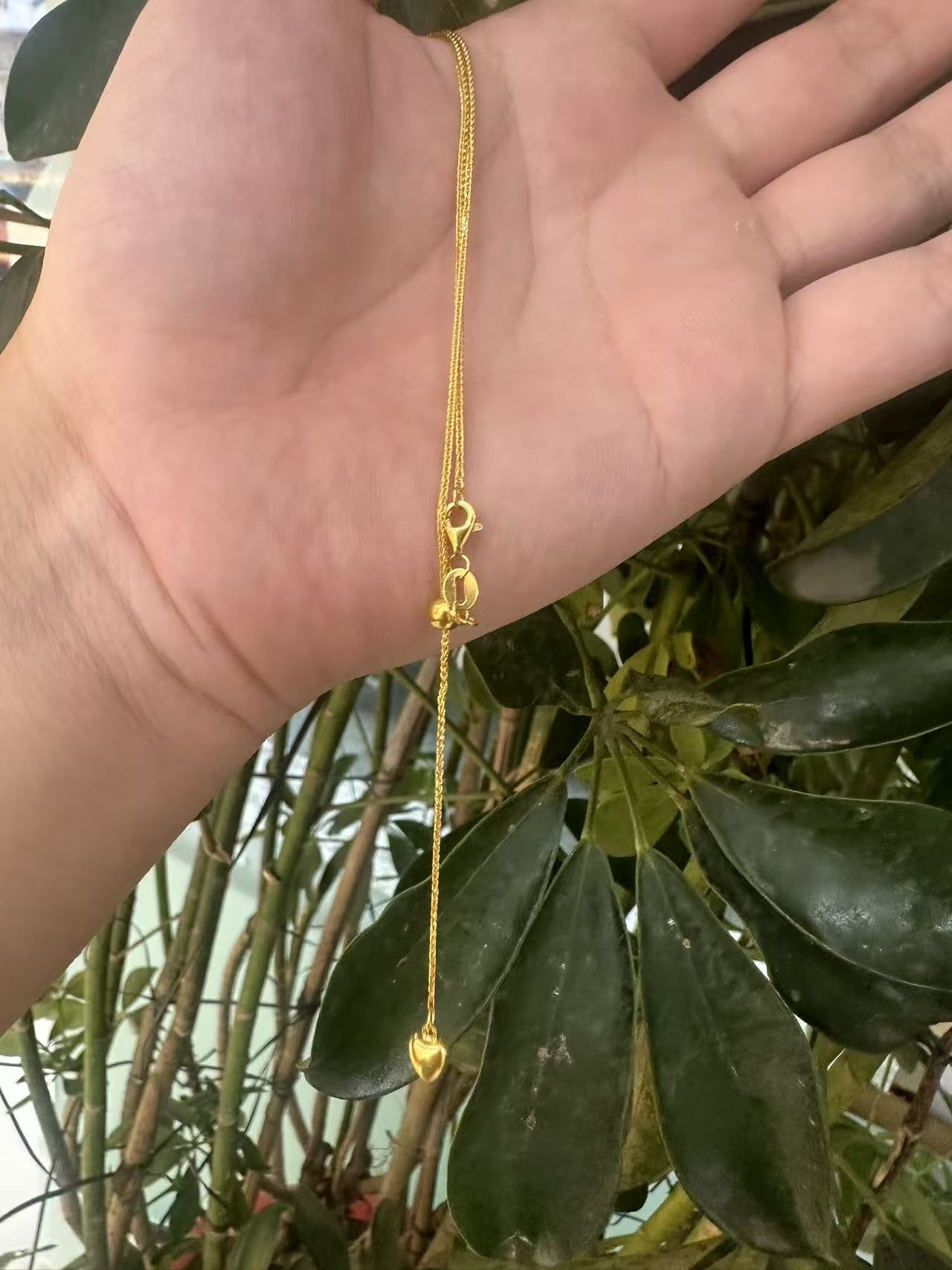赛菲尔足金999爱心抽拉肖邦链