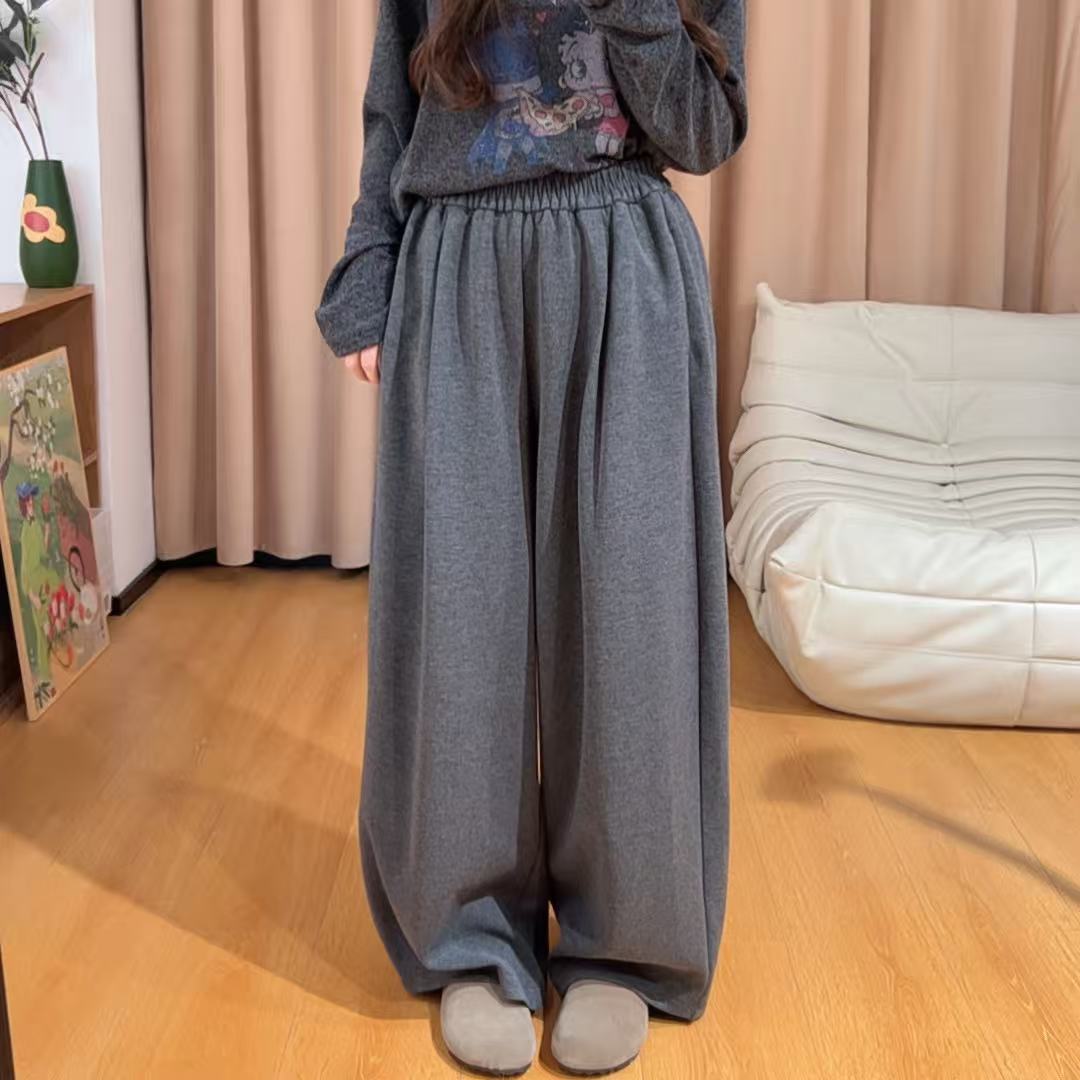 85976余小鱼【一裤封神】三色纯色500g不加绒羊毛松紧腰阔腿裤女装