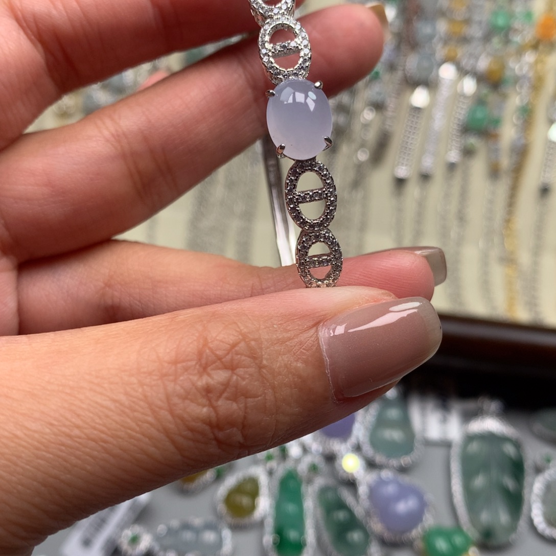 杨***丁翡翠银S925镶嵌戒指手镯