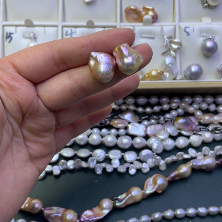 淡水珍珠耳饰银S925镶嵌