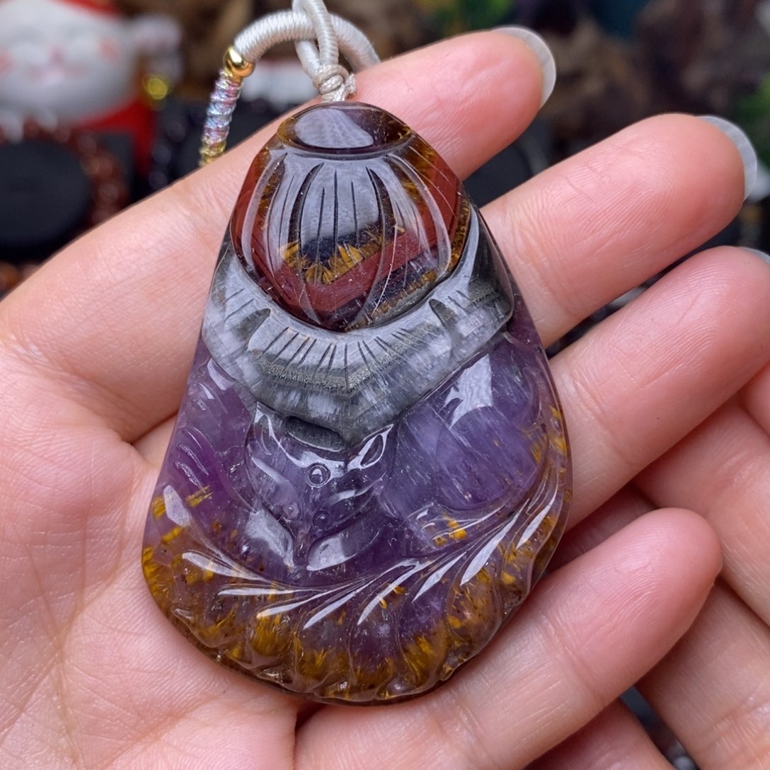 水晶A015极光四色吊坠未镶嵌E****e