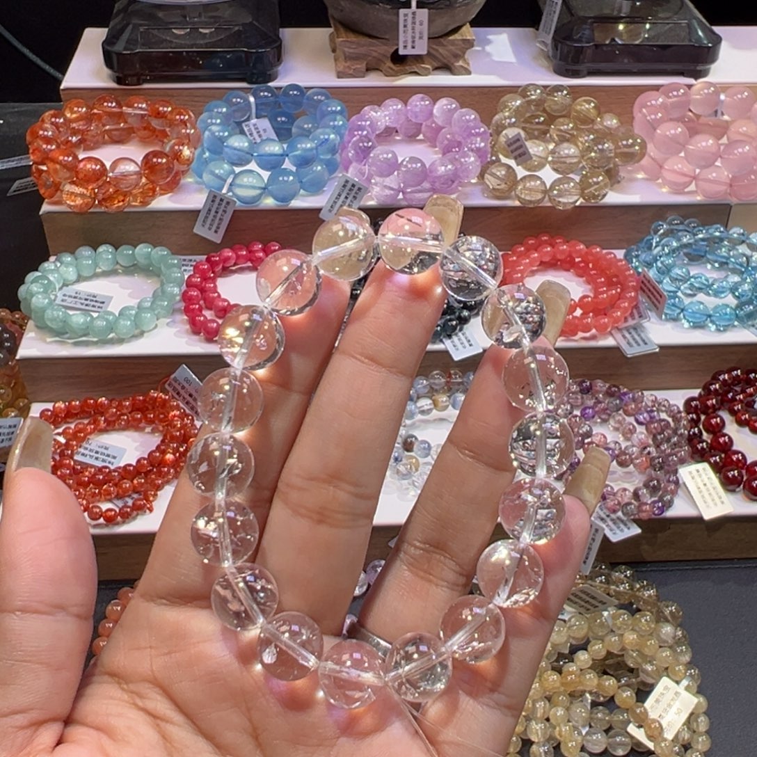 ****️手串未镶嵌水晶天花板爆闪白阿赛11mm