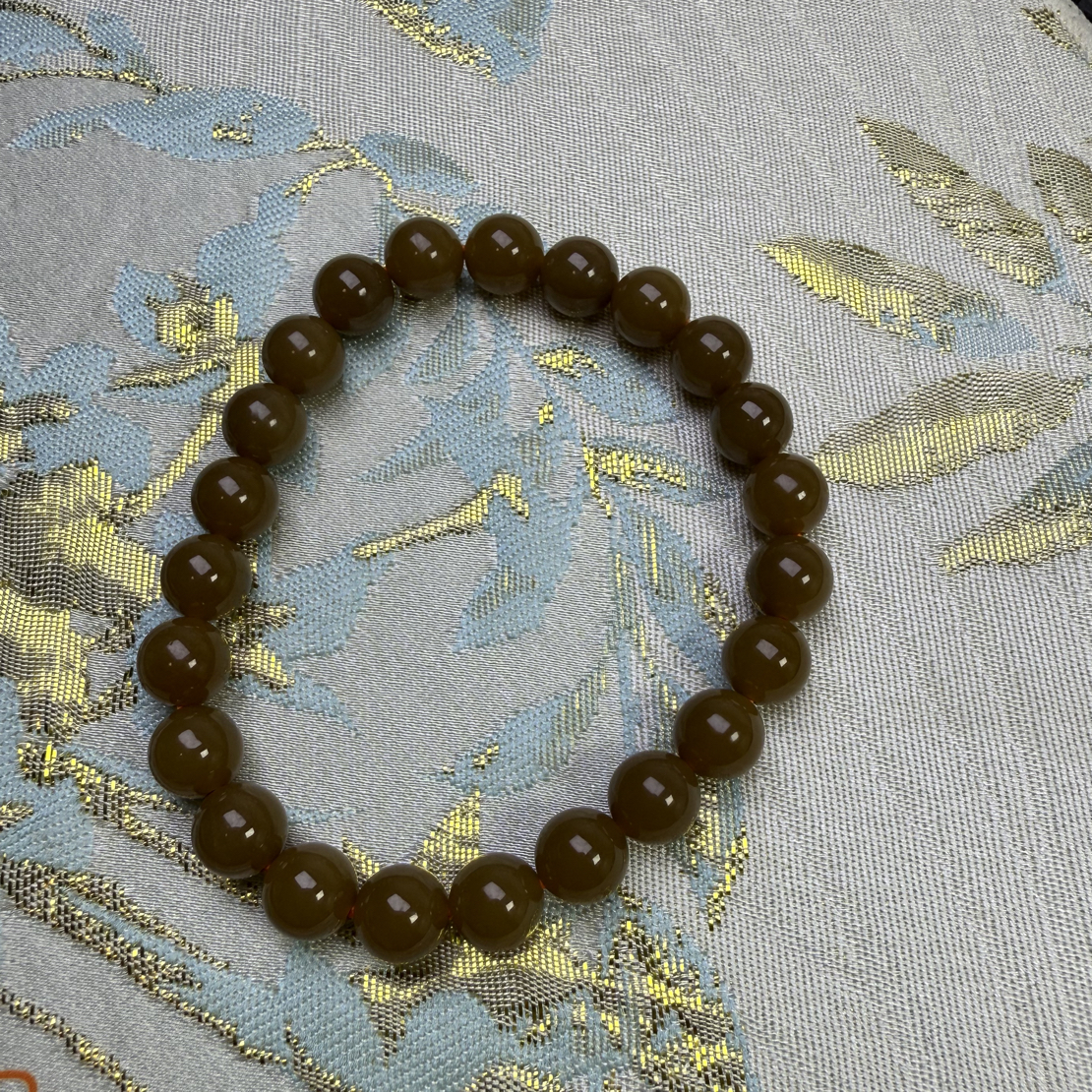 和田玉老红糖卡8mm单圈