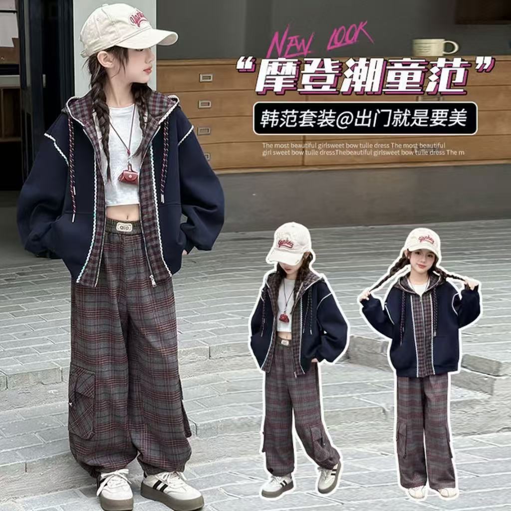 女童外套春秋款2025新款小女孩洋气秋季童装儿童连帽上衣秋装潮流