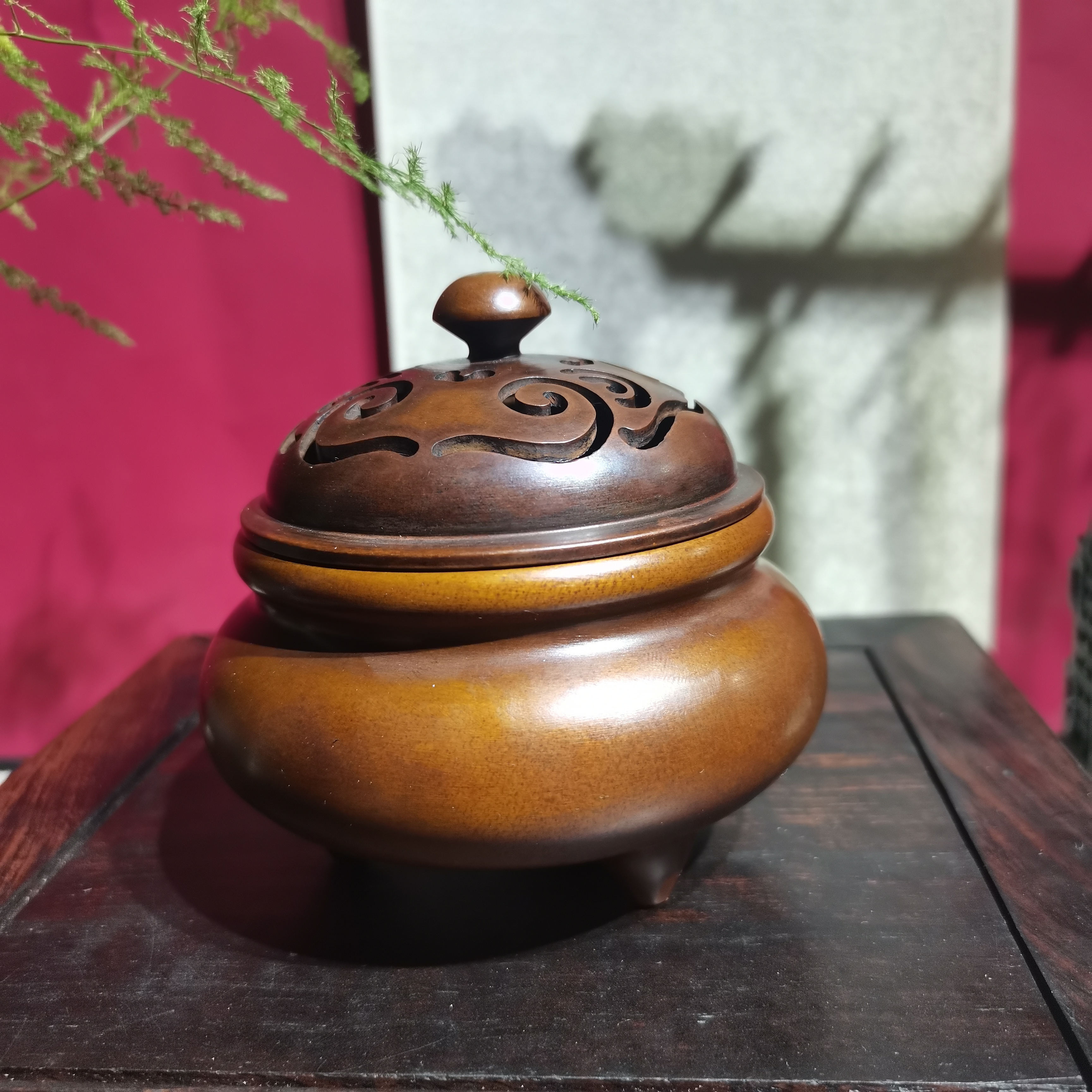 简约精致铜香篆炉铜炉熏香炉熏香香炉家用室内盘香香薰炉茶室禅意