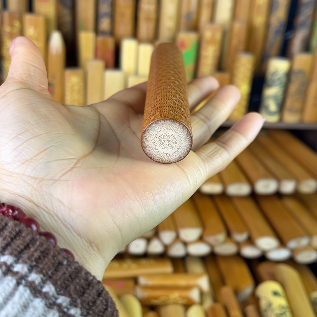 实心玉竹手把件纹