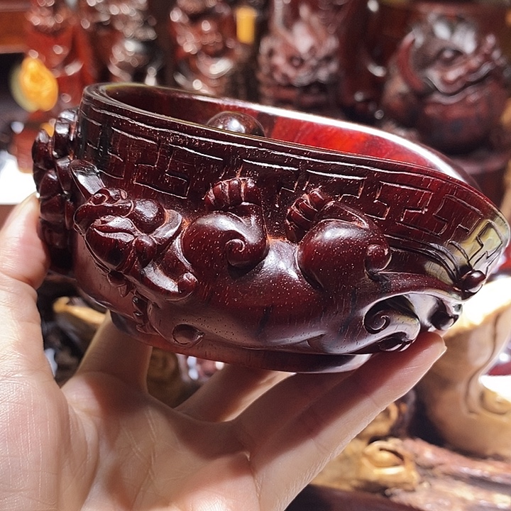 罖***亽木印度小叶紫檀聚宝盆工艺品