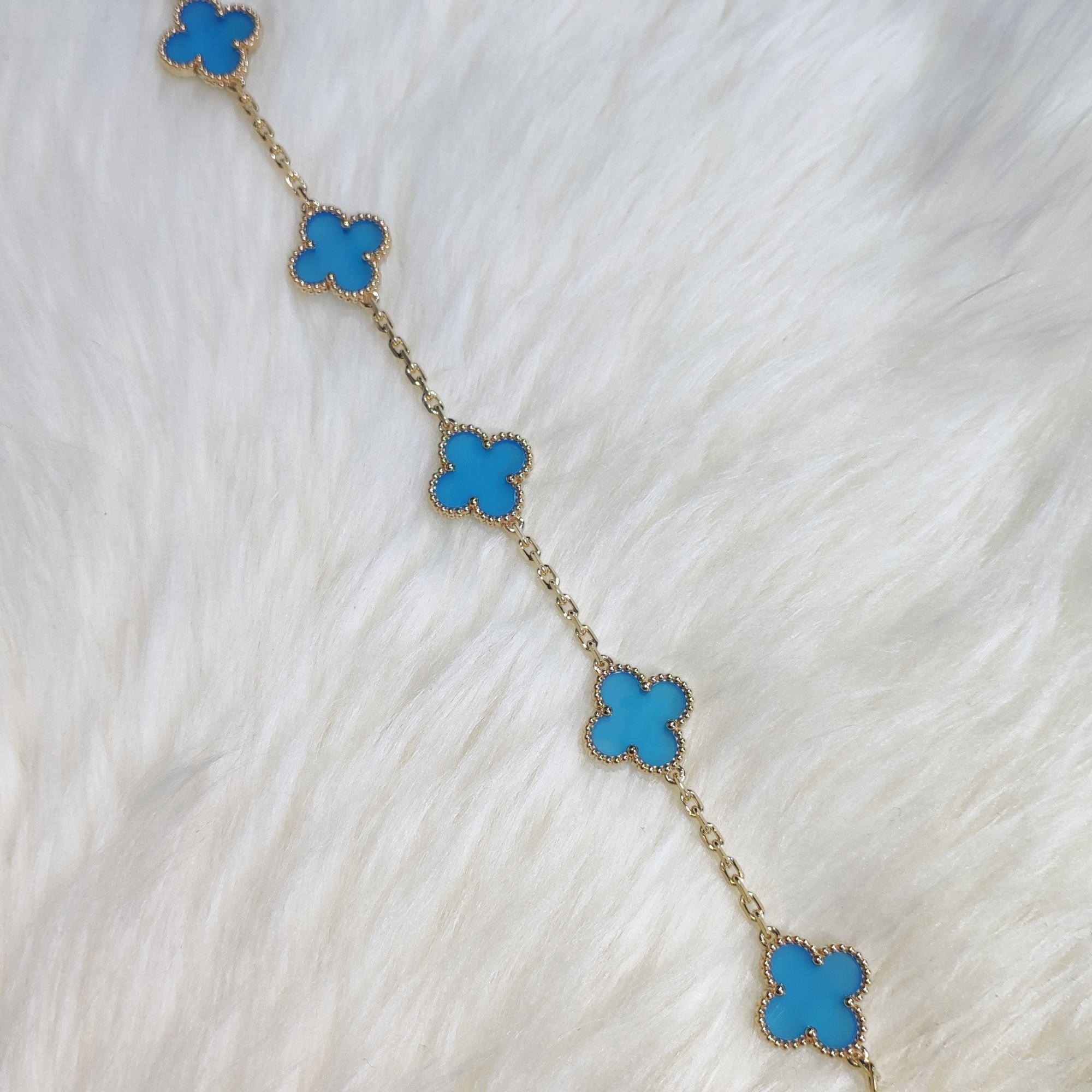 【宝丽亚】（合集）18K幸运四叶草五花手链女天然玛瑙百搭