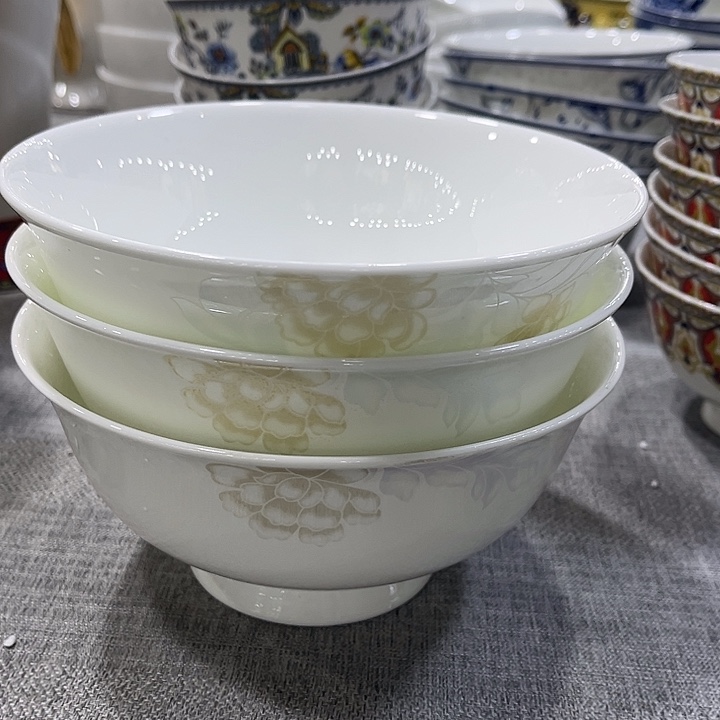 摆件陶3个高脚面碗微瑕