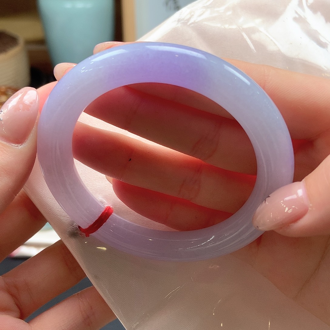 翡翠未镶嵌手镯满圈紫罗兰11号