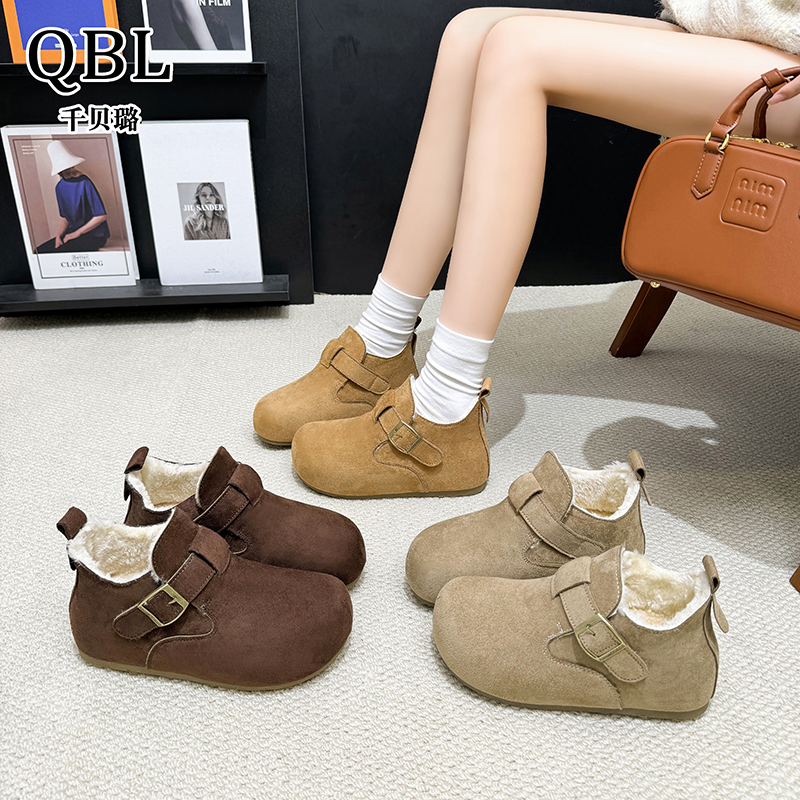 2025新款勃肯鞋秋冬加绒加厚复古厚底小个子增高雪地靴休闲百搭女