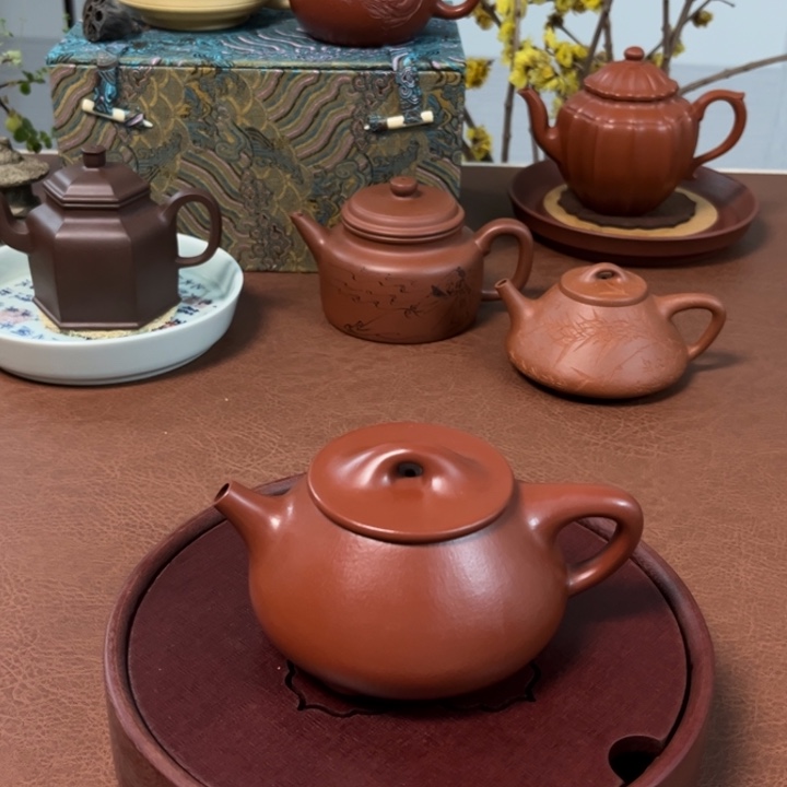 紫砂茶壶四**输景舟石瓢粗砂朱泥全手工