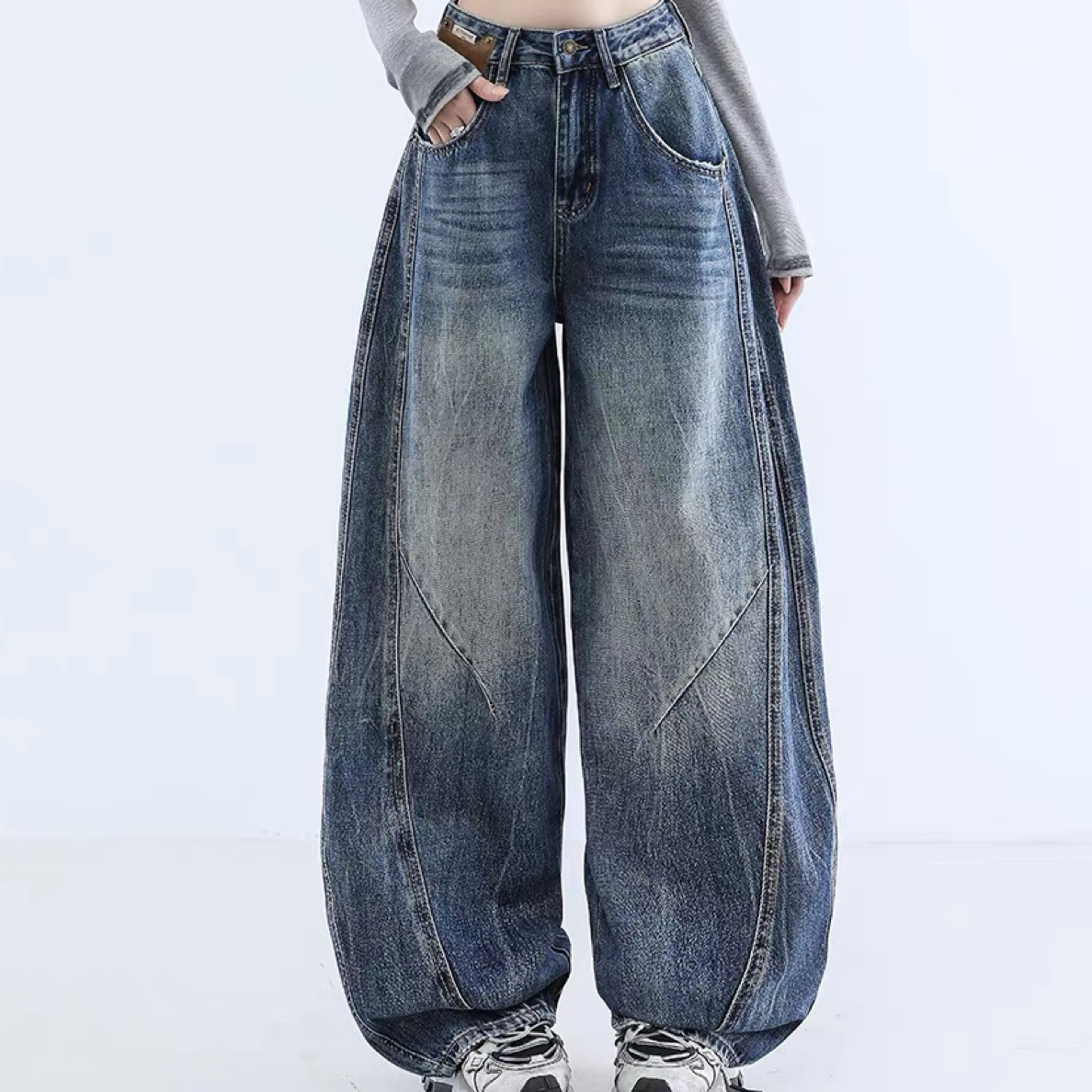 显高显瘦设计感垂感百搭高腰阔腿裤