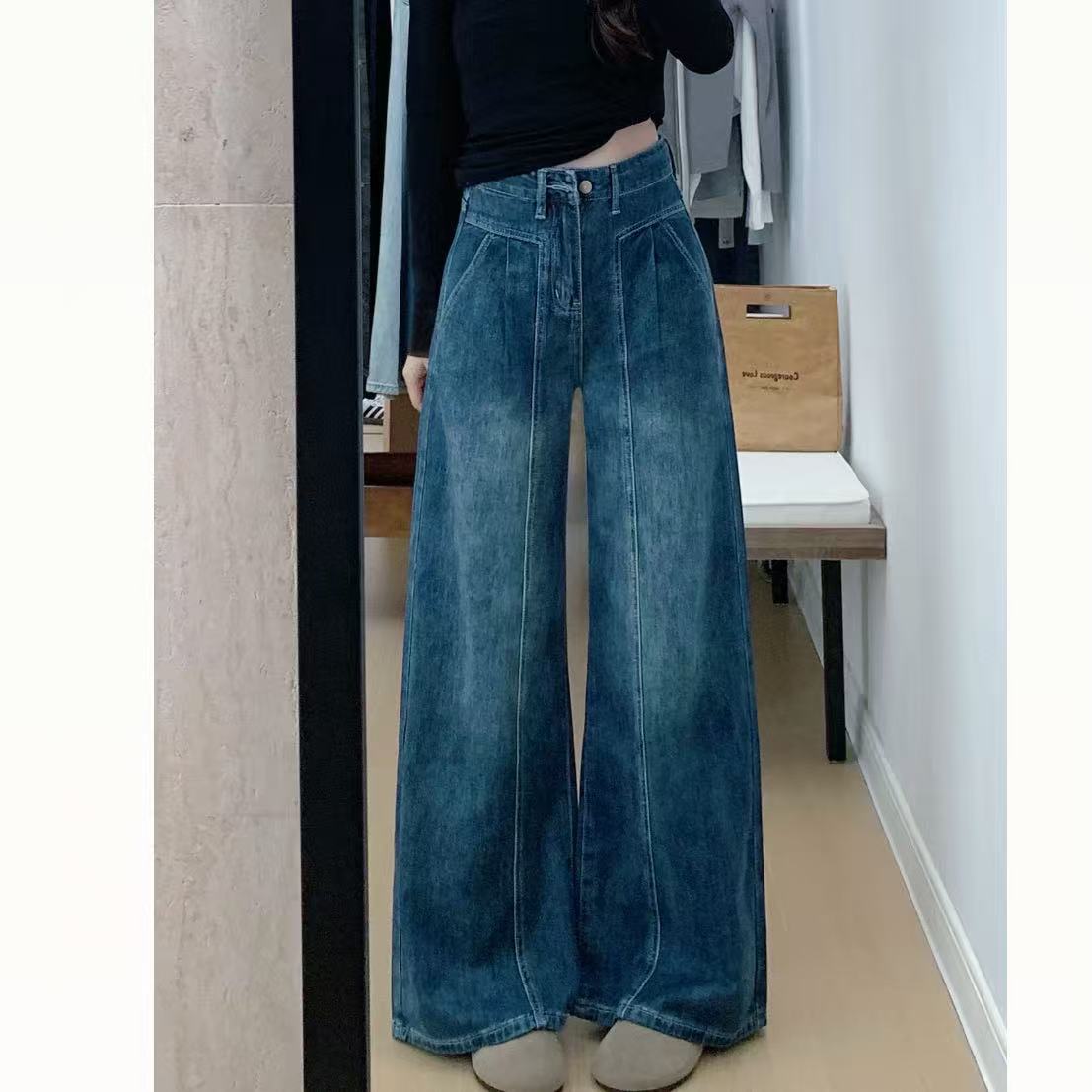 【零腿型】大阔腿裤牛仔裤女