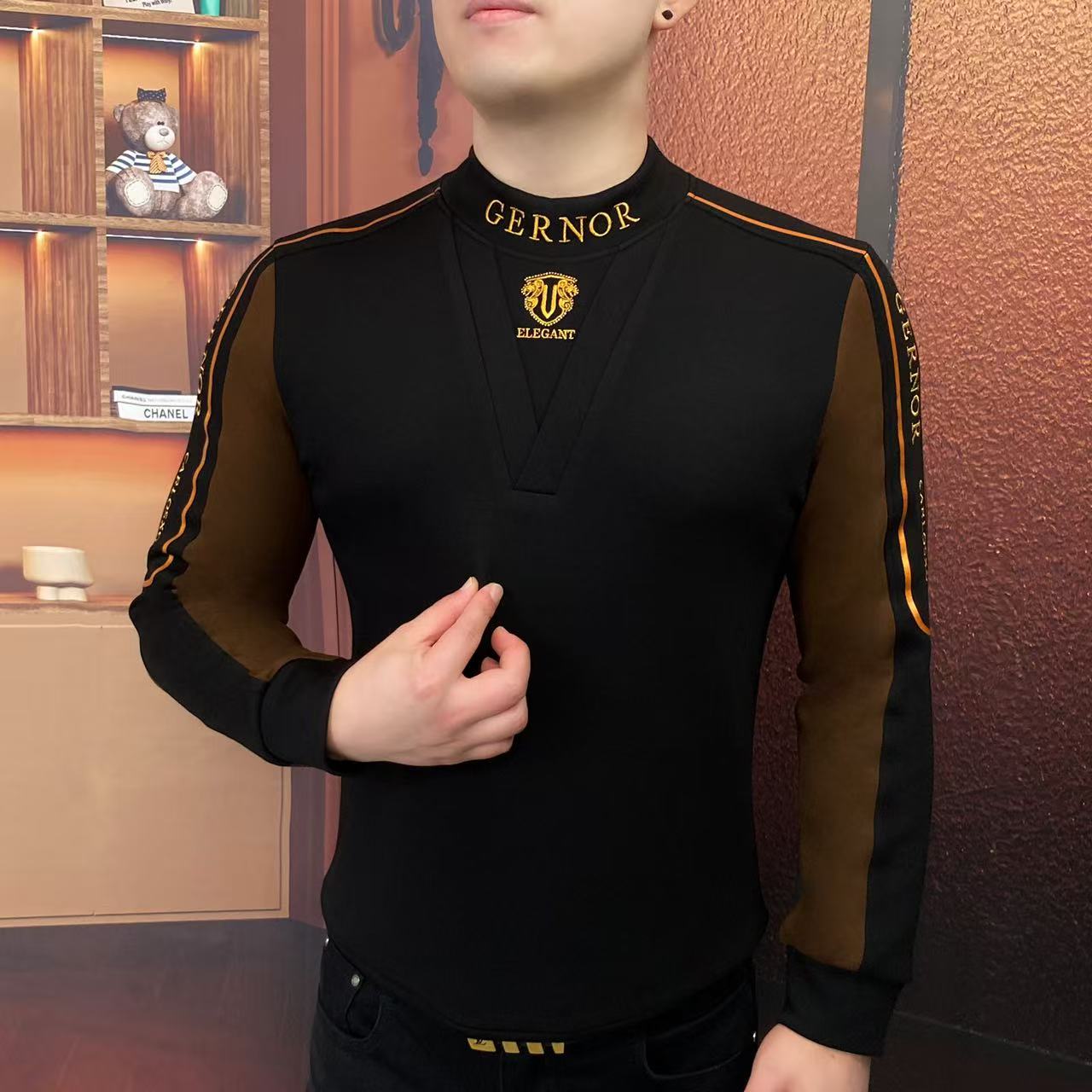 《潮仕勋章》加绒秋冬新款卫衣帅气潮流男士长袖修身商务时尚休闲1