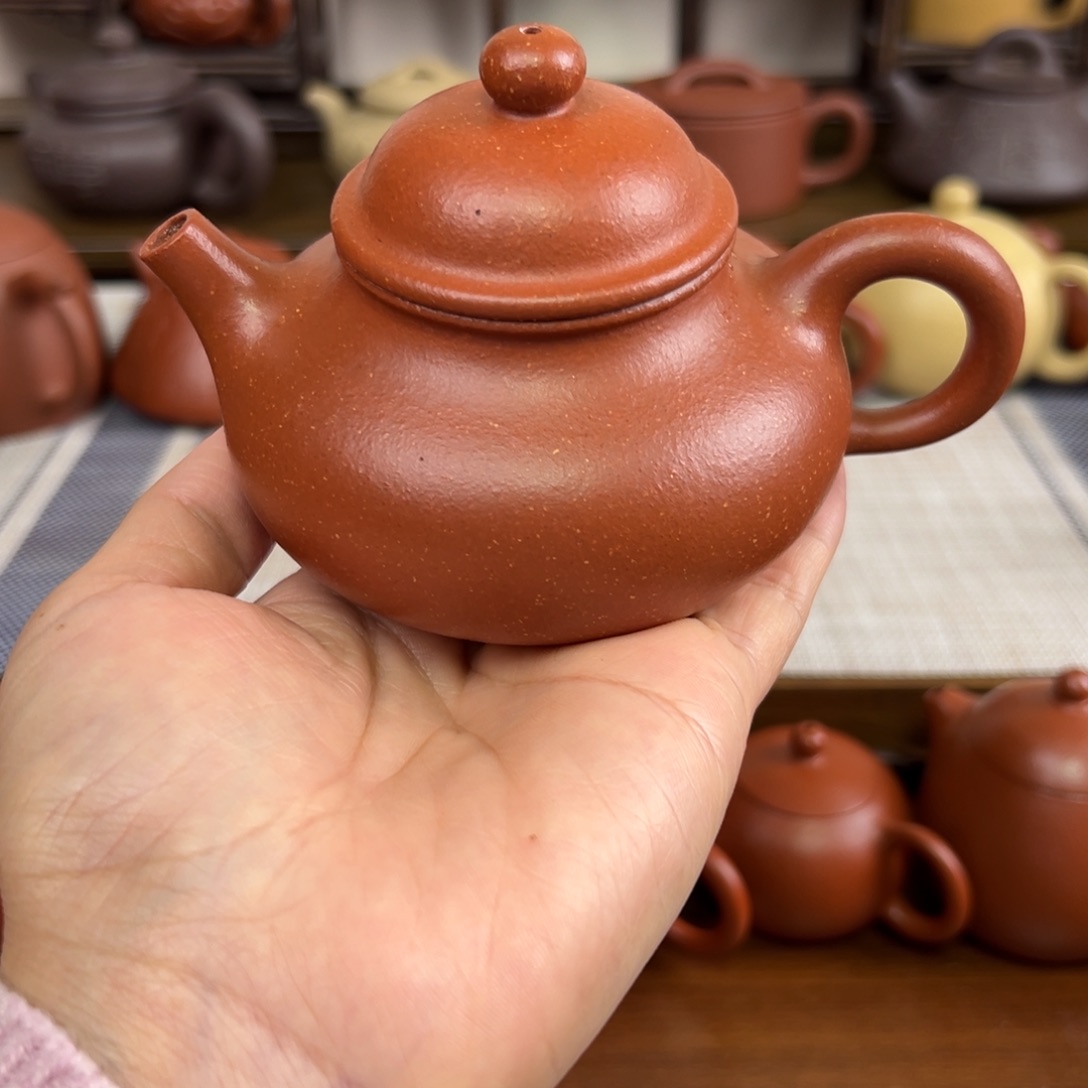 紫砂茶壶红降坡容天半手瑕品180cc