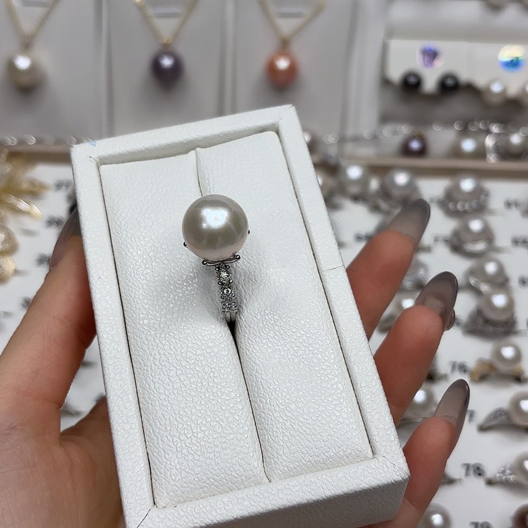 可***花戒指淡水珍珠银S925镶嵌