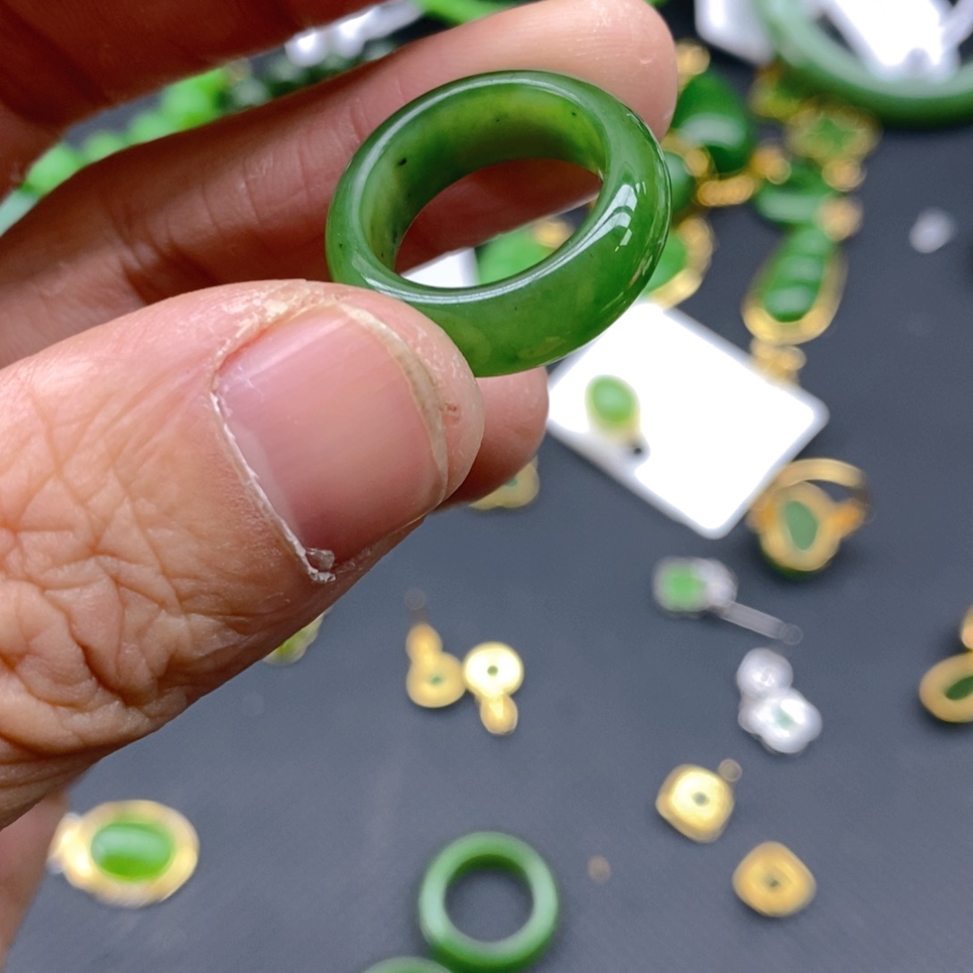 和田玉（碧玉）戒指未镶嵌15-20