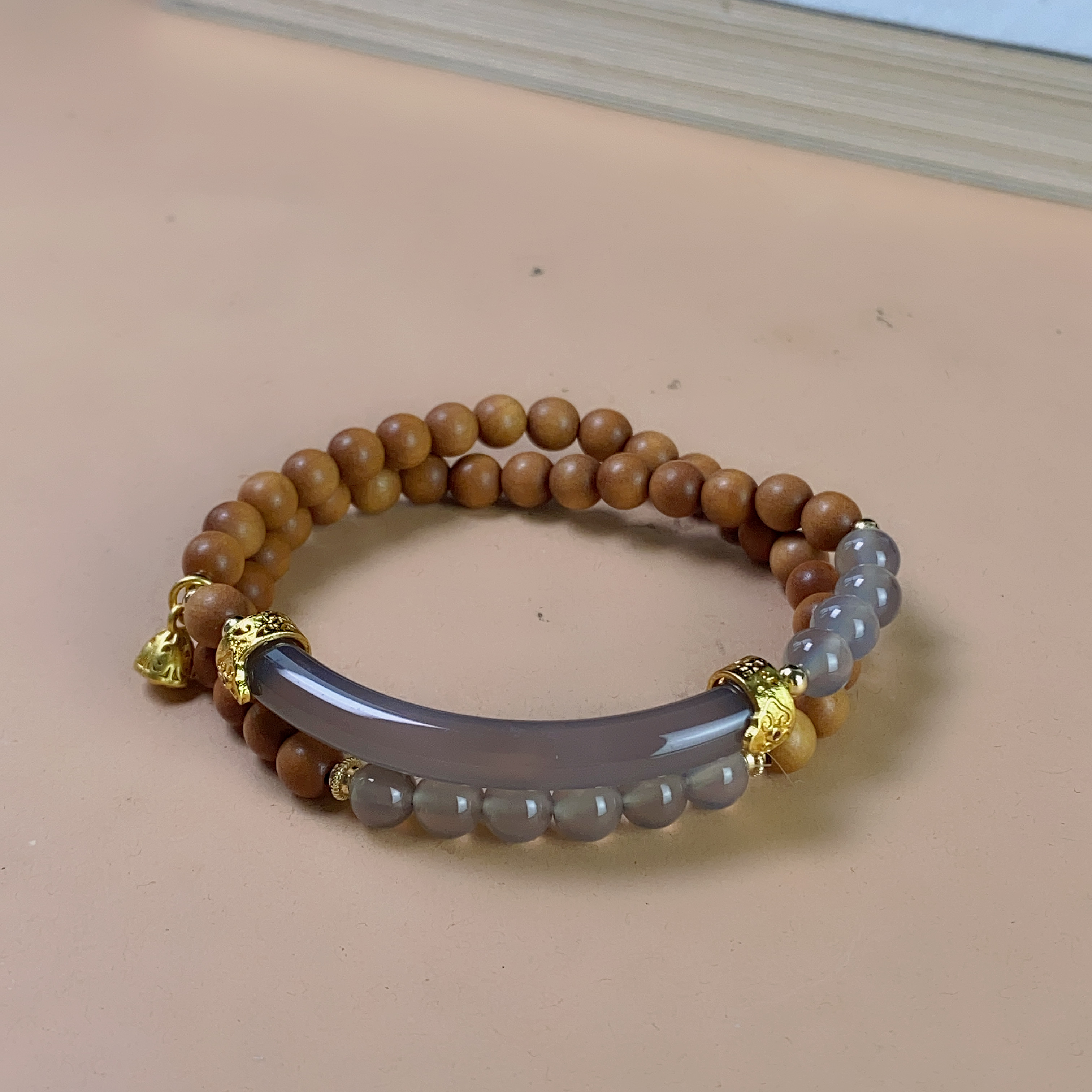 2555/MT123 设计款柚木双圈手串/多样性发货/一件